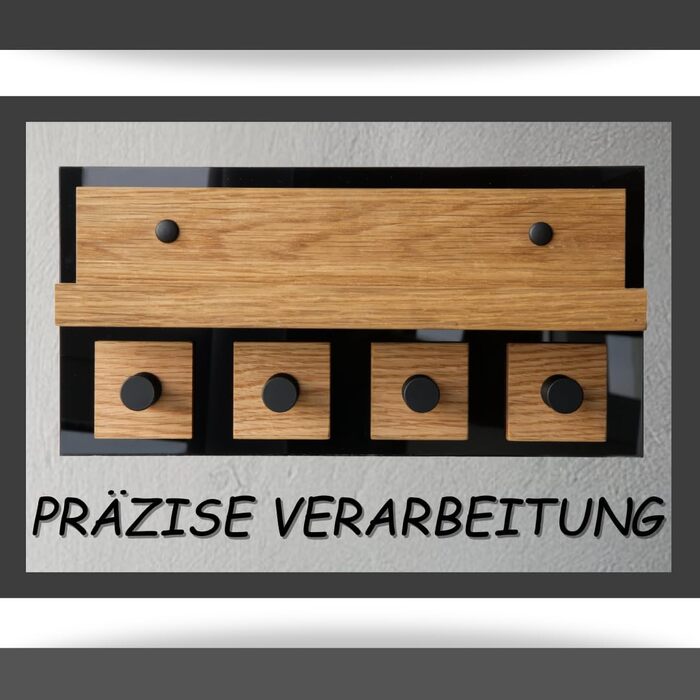 Сучасне ключниця Alakay з поличкою - блискуче дерев'яне ключниця чорного кольору для стильного зберігання ключів, підійде для дому чи офісу, практичне та елегантне