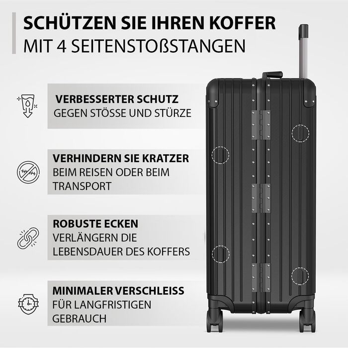 Набір валіз Voyagoux 2 шт. - 39L & 113L, з жорстким корпусом, TSA-замком, ABS, 4 колеса 360°, міцний та легкий, рожеве золото (72L, чорний)