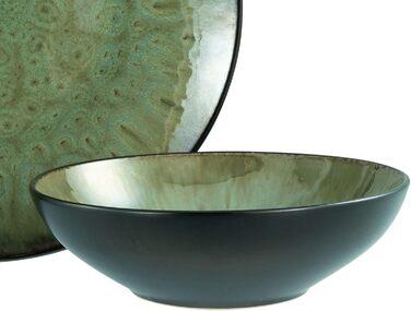 Набір посуду CreaTable Jawa, 18 предметів (для 6 осіб), з каменю, зелений, безпечний для миття в посудомийній машині та використання в мікрохвильовці