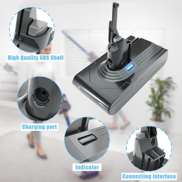 Замінний акумулятор Stanew 21.6V 4500mAh Li-ion для пилососів Dyson V8 (SV10), з фільтрами