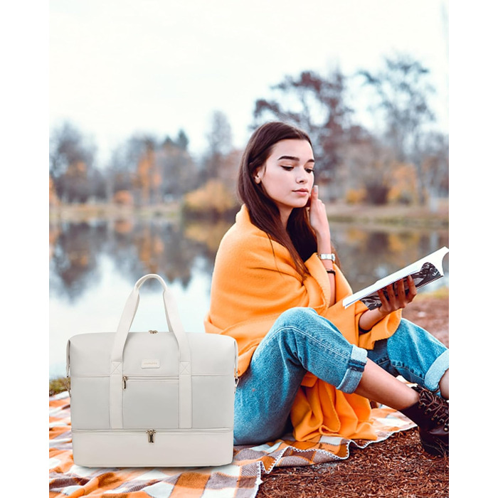 Сумка-трансформер LOVEVOOK для подорожей: велика дорожня сумка-шопер 60L з відділенням для взуття, водонепроникна, 55x42x25см