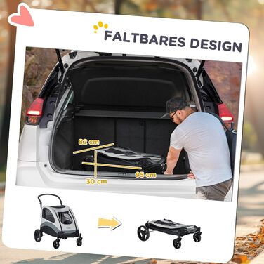 Візок для собак PawHut: зручний прогулянковий візок для собак та котів, сірий+чорний, 107 x 67 x 102 см