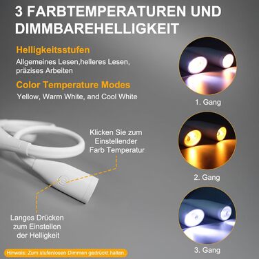 Ліхтар на шию для рукоділля Lumi Crealis: лампа для в'язання, читання, шиття, ремонту з регульованою яскравістю (3 кольори, 9 рівнів)