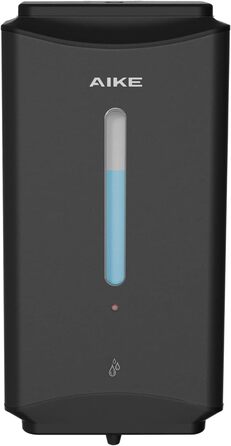 AIKE Automatic Stainless Steel Soap Dispenser - 1100ml Commercial Wall Mount with Window - AK1206 Brushed (Matte Black)