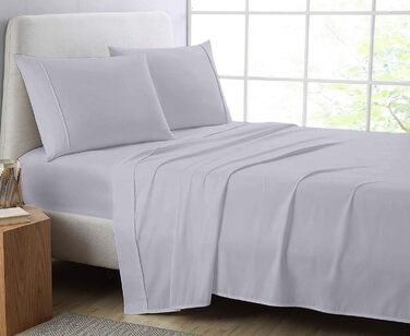 Comfort Beddings Heavyweight Quality Top Sheet 600TC 100% Egyptian Cotton Flat Sheet Twin Size, Super Soft, Hypoallergenic Flat Sheet (Twin, Silver)