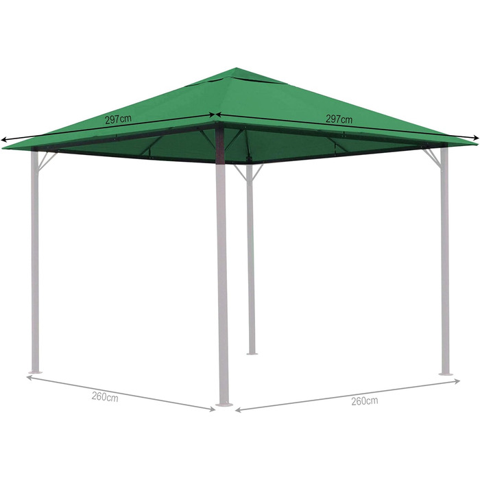 QUICK STAR Replacement Roof for Garden Pavilion 3x3m RAL 7012 Antique Pavilion Roof Replacement Cover (3 x 3 m - 250g/m², Green)