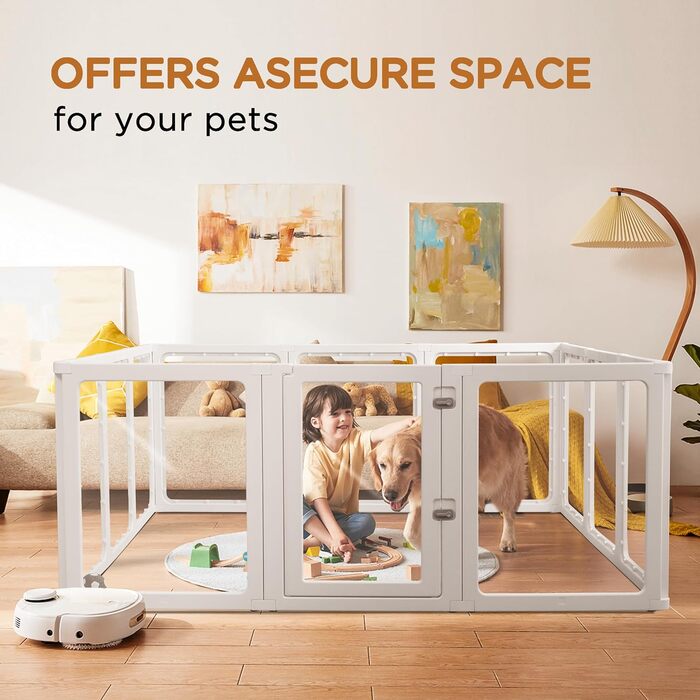 Вигул для цуценят Citylife 8-TLG 60 см, розкладний вольєр для собак з дверима, вольєр для собак у квартиру, великий вольєр для собак, котів, кроликів, дрібних тварин, неслизький, прозорий