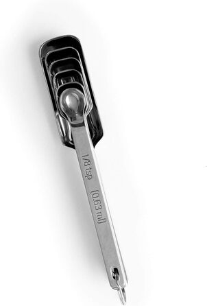 Measuring cup and spoon set – 13-piece, stainless steel, metal, durable, stackable, compact, easy to scoop