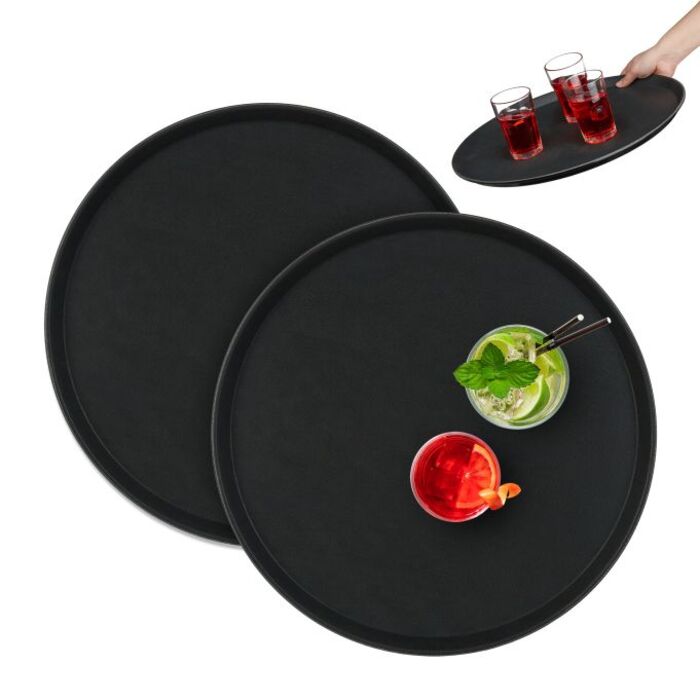 Relaxdays Round Gastro Serving Tray, 2-Piece Set