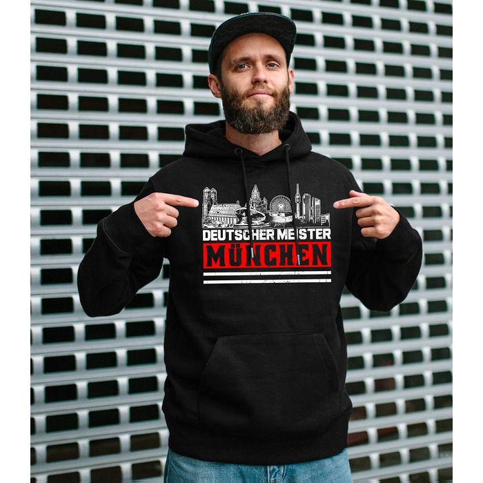 Чоловіча толстовка-худі UGLYSHIRT з капюшоном München Eister, спортивний футбольний пуловер Ultra Skyline, чорний, розмір M