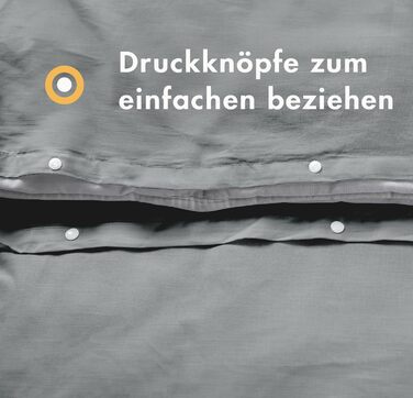 Sleeptime 100% Cotton Bedding Set 240cm x 220cm White/Gray - soft & wrinkle-free duvet cover with button closures - two-tone bedding set with 2 pillowcases 60cm x 70cm