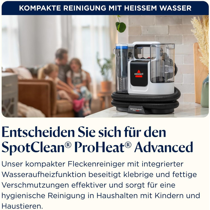 BISSELL SpotClean ProHeat Advanced: Професійний мийник килимів та м'яких меблів, 1125W, з кабелем, 3924N