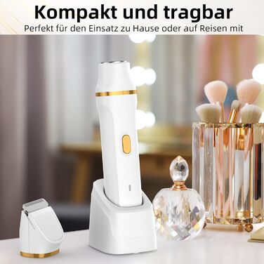 Електричний жіночий епілятор 2-в-1 для обличчя та тіла, з 2 насадками та гребінцем, водонепроникний (IPX7), білий