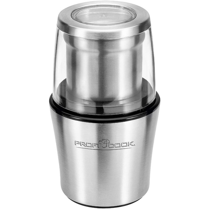 Електрична кавомолка ProfiCook PC-KSW 1021 N, 200 Вт, подрібнювач спецій, корпус з нержавіючої сталі, імпульсний режим, 4-лопатевий ніж для спецій, 2-лопатевий ніж для кави