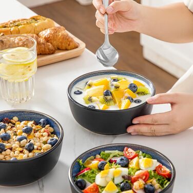 Набір тарілок/мисок Vancasso PLAYA, 6 шт., блакитні, з кераміки (6 мисок, супові тарілки, салатники, паста)