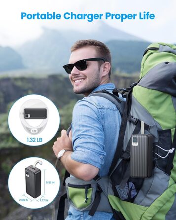Портативний зарядний Power Bank 50000mAh з Quick Charge 3.0 та PD 22.5W, 4 виходи USB та 3 входи, велика ємність для iPhone, Samsung, iPad та інших пристроїв