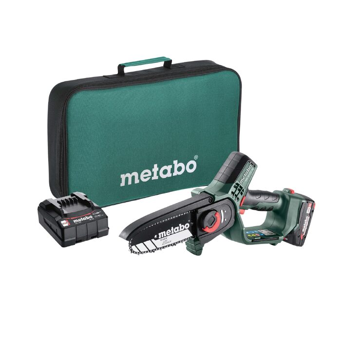 Акумуляторна сукова пила Metabo MS 18 LTX 15 (18V) для обрізки дерев, шина 15 см, з АКБ 2Аг та зарядним пристроєм