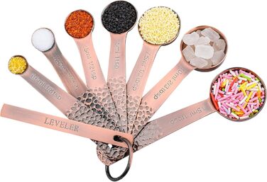 Smithcraft Measuring Cup and Spoon Set made of 18/8 Stainless Steel (Copper, 6 Cups + 7 Spoons + 2 Rings + 1 Level).