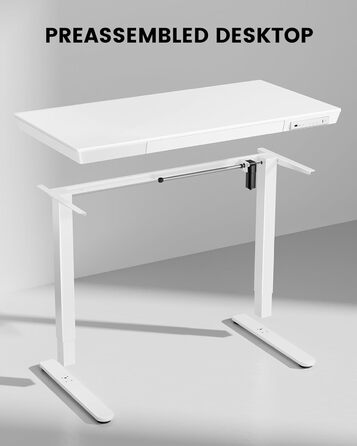 Електричний стіл ErGear 120x60 см з регулюванням висоти, шухлядою і цільною білою дерев'яною стільницею для дому та офісу