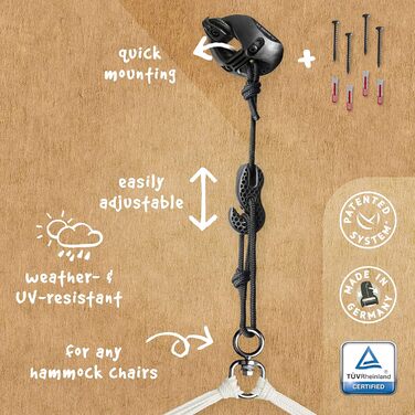 La Siesta CasaMount Black Multi-Surface Attachment for Hammock Chairs and Hammocks