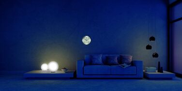TFA Dostmann Analog Wall Clock, 60.3535, with Night Light, Quiet Movement with Second Hand, White/Silver, 60.3535.02, L 253 x W 253 x H 42 mm