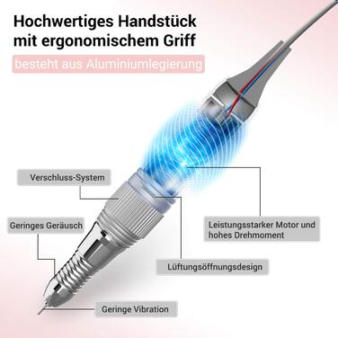 Електричний фрезер для нігтів MelodySusie 30000 об/хв: професійний набір для манікюру та педикюру з педалем, для гелю та акрилу, білий