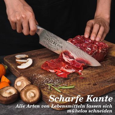 Updated Model - Valentine's Day Kitchen Knife Sharp Gift for Him, Professional Chef's Knife with Wooden Box, Partner Gifts for Men Husband, I Love You Valentine's Day Gift