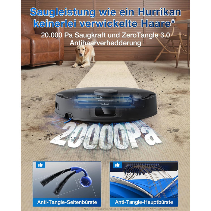 Робот-пилосос ECOVACS DEEBOT T30S PRO з функцією миття, 11000 Па, технологія ZeroTangle, миття гарячою водою 70°C, TruEdge™ для миття країв, акумулятор 6400 мАг, AI-уникнення перешкод (T30C OMNI S)