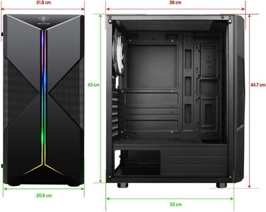 Комп'ютерний корпус Spirit of Gamer Gamer Clone III з RGB підсвічуванням - ATX/mATX/ITX Tower з металевою передньою панеллю та скляною бічною панеллю