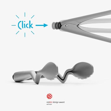 Dreamfarm CLONGS Kitchen Tongs | Stainless Steel and Silicone | 23 cm | Tongs for the Kitchen with Closure | For Placing and Resting on Surfaces or the Pan | Dishwasher Safe | Heat Resistant up to 260°C (Gray, 26.7 cm (10.5 inches))
