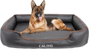 Ортопедичне ліжко для собак Caliyo - Маленькі породи, Крісло-лежанка з екошкіри, Водонепроникне, Миюче, з Memory Foam, 85x63x20 см, Чорний