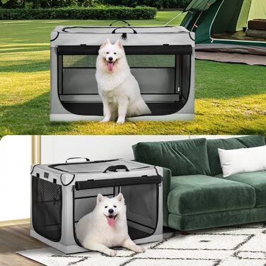 Клітка для собак Petsfit, розкладна, велика, сіра (91x61x59 см)