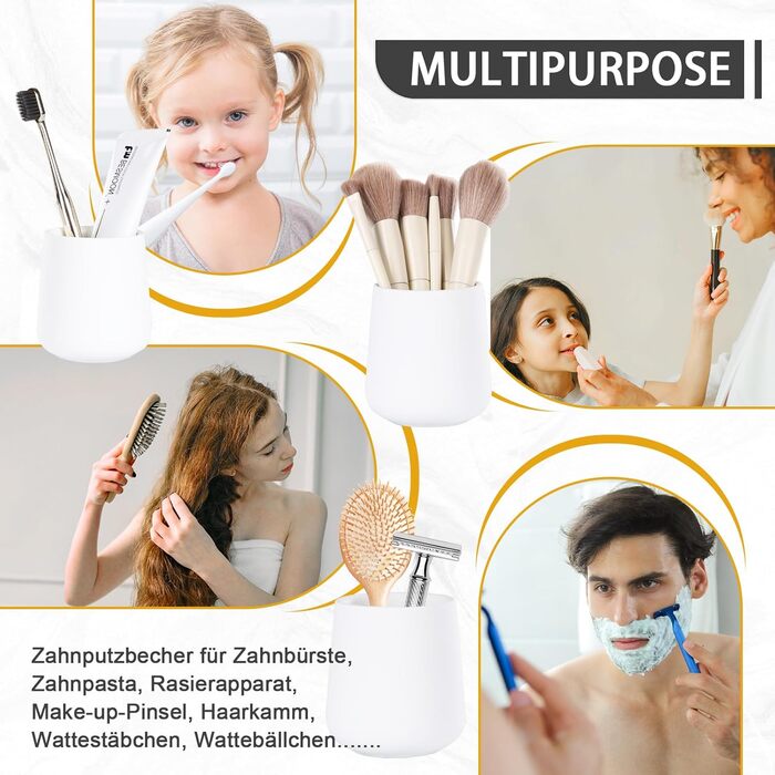 Набір аксесуарів для ванної кімнати Umlaca: мильниця, дозатор мила 350 мл, стакан для зубної пасти 320 мл, білий