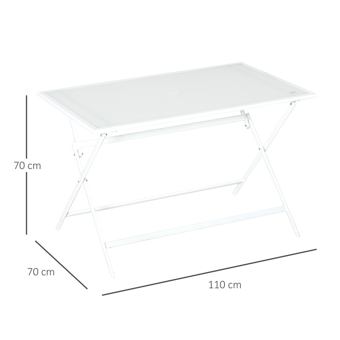 Стіл Outsunny розкладний садовий зі скобою для парасольки 110x70x70 см, складний і стабільний, приставний столик для балкона та пікніка