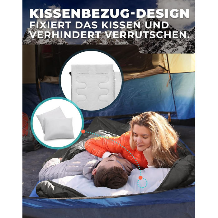 KingCamp Double Sleeping Bag - Winter Adult Sleeping Bag for 2 People with Carry Bag - Black