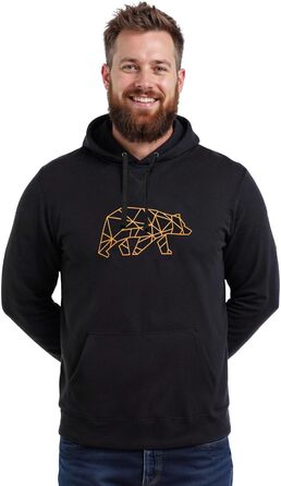 Чоловіча толстовка FORSBERG Pettarson з ведмежим логотипом | Скандинавський стиль, повсякденне носіння, для рукоділля та активного відпочинку (XL, Чорний/Бронзовий)