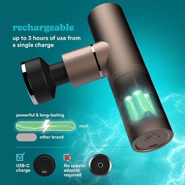 Масажер MyTee Mini Homedics з підігрівом - електричний ручний масажер у кишеньковому форматі з 5 насадками та 4 рівнями вібрації - для розслаблення м'язів, матеріал: мідь