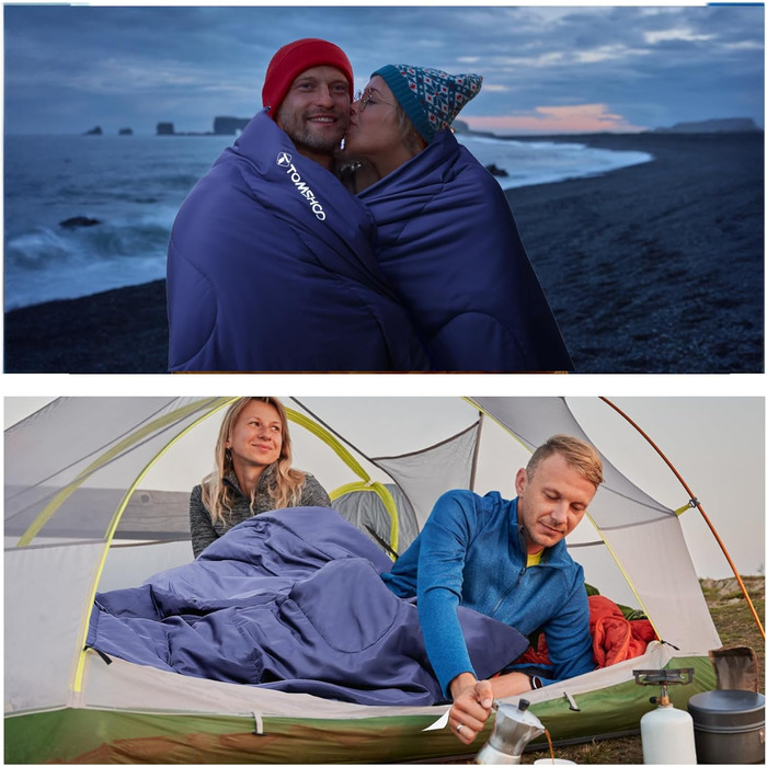 Сплячий мішок TOMSHOO Outdoor, ультралегкий, 4 сезони, компактний, для дорослих та дітей, 1 кг, блакитний