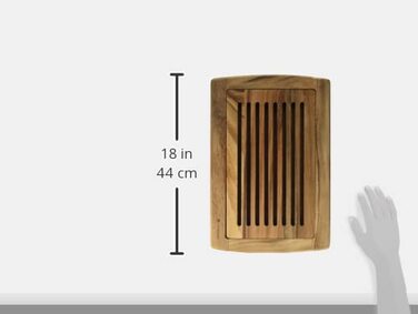 Zassenhaus Bread Cutting Board, Grooved, 42 x 28 x 2 cm, With Removable Crumb Catcher, Acacia Wood, Cutting Board for Bread, Rolls and Baguettes, Wooden Kitchen Board, Blade-Friendly