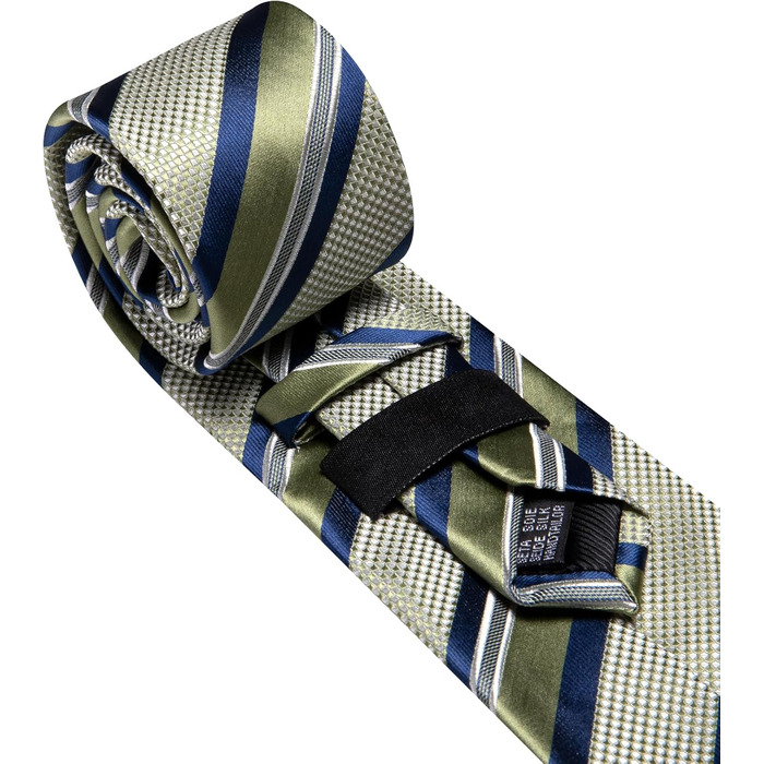 Комплект краваток Barry.Wang для чоловіків: шовкові краватки, кишеньковий хустинка, запонки, краватка в клітинку - святковий варіант для весілля (синьо-зелена смугаста краватка)