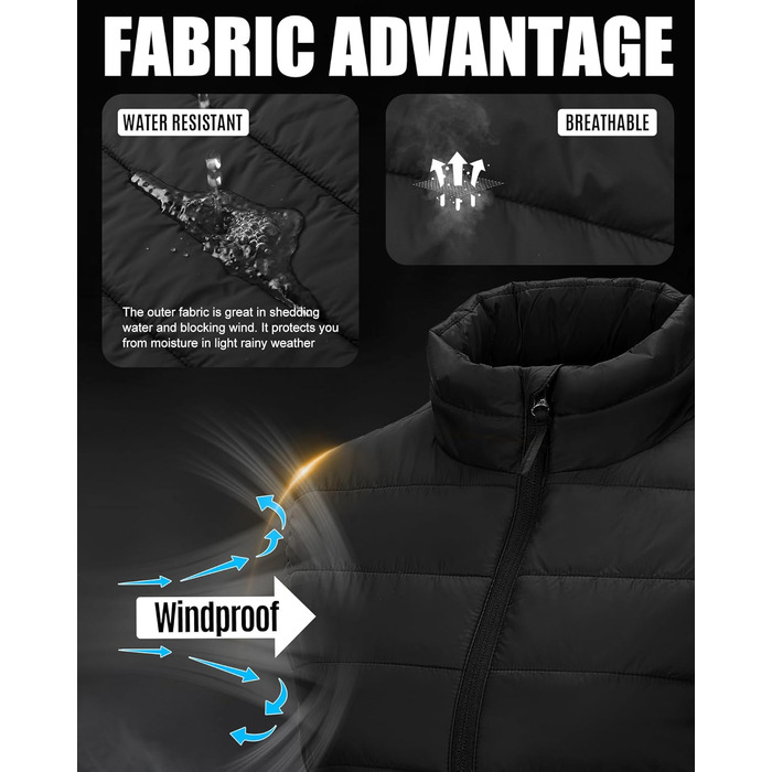 Жіноча степна жилетка Outdoor Ventures: тепла, легка, для туризму та велоспорту, з капюшоном, чорна, XL