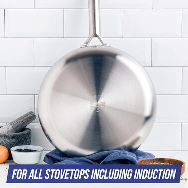 Набір посуду Blue Diamond Cookware Tri-Ply з нержавіючої сталі з алмазним покриттям, 2 шт (24 см & 26 см), сумісний з індукцією, для плити та духовки, не містить PFAS