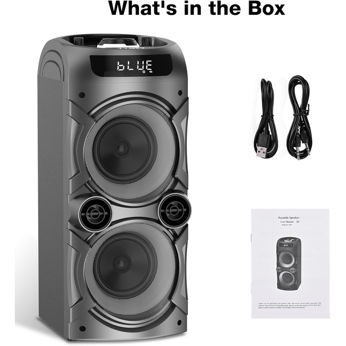 Bluetooth колонка з LED підсвіткою, пультом ДУ, підтримкою TF/USB, записом звуку, для дому та вечірок (чорна)