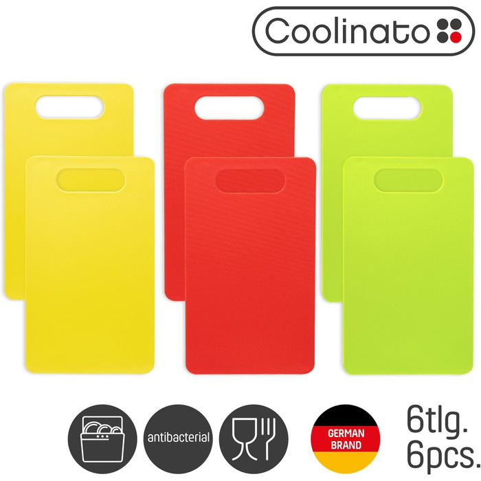 Набір кухонних дощок Coolinato з пластику сірого кольору (3 шт.) S/M/L - антибактеріальні, з жолобком для соку, неслизькі кутики та ручки. 3 розміри для гігієнічного розділення. Можна мити в посудомийній машині.