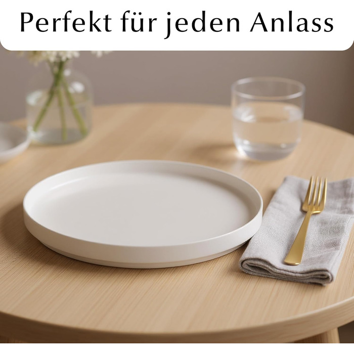 MIAMIO Набір посуду на 8 осіб / 24-тонний сервіз з кераміки Modern/Tafelservice - придатний для миття в посудомийній машині та використання в мікрохвильовій печі - розкішна колекція (великі тарілки (4x), білий)