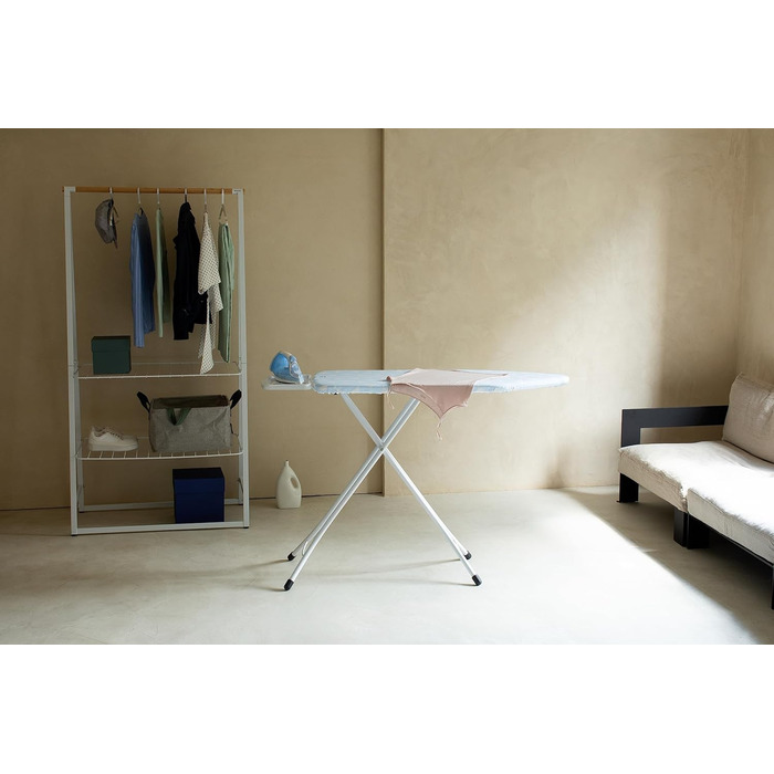 Дошка для прасування Brabantia C 124x45 см, для парових прасок, з бавовняним чохлом Fresh Breeze, регулювання висоти, стійкі ніжки, захист від дітей та для транспортування, велика, складна, металева підставка