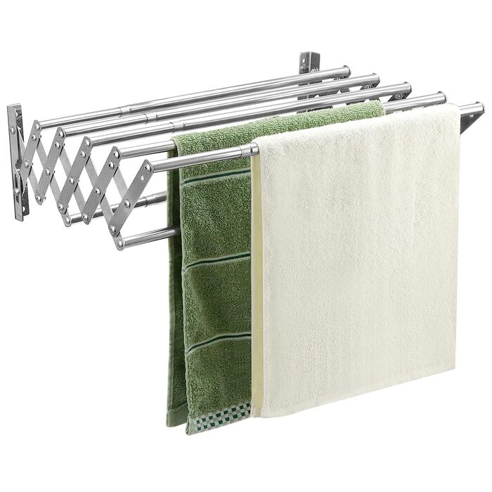 Сушарка для білизни настінна розкладна QWORK® 7 стержнів для балкону та пральні