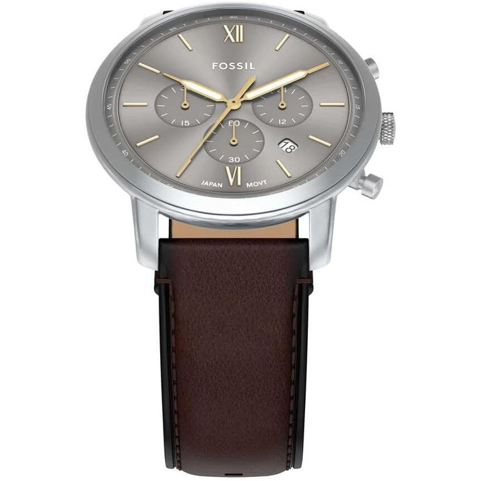 Годинник чоловічий Fossil Neutra Chronograph, кварцовий, шкіряний ремінець (коричневий/срібний)