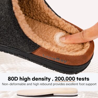 Чоловічі халати-домашні тапочки LongBay з м'якою піною Memory Foam та Sherpa-підкладкою, теплі, чорні, 43 EU