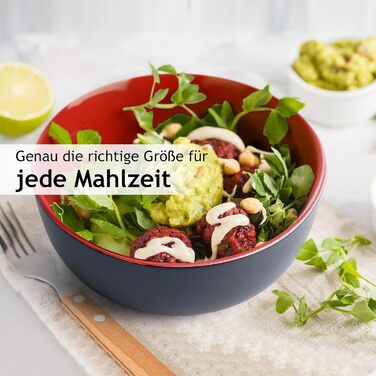 MIAMIO Сервіз для 6 осіб з 30 частин з кераміки, сервіз з тарілок, мисок, чашок та супових тарілок, колекція Le Papillon (Червоний)